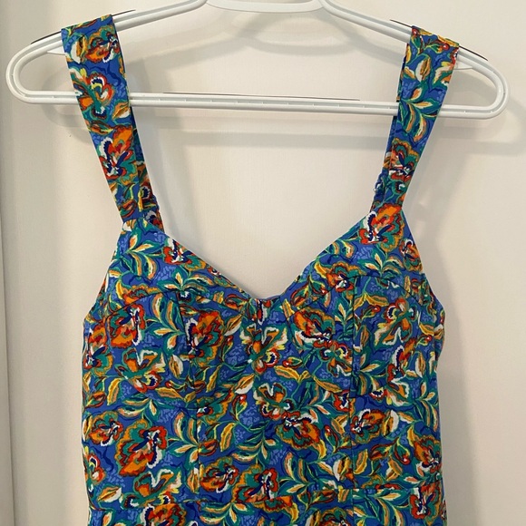 City Studio LIKE NEW tropical blue print floral tiered ruffle skirt mini dress - Picture 4 of 10